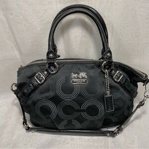 Coach Madison Dotted OP Art Sophia Satchel - Black